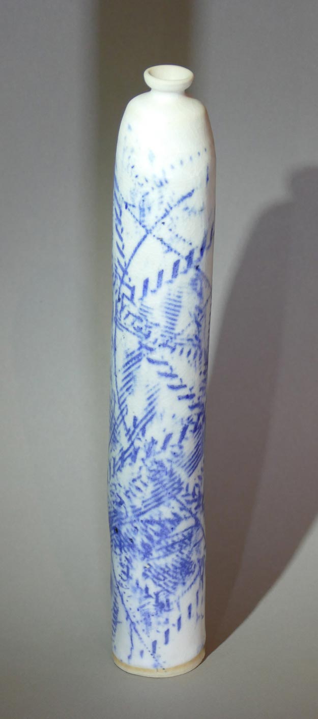 Helen Pugh-Cook - Tall cylindrical landscape graffiti wonky