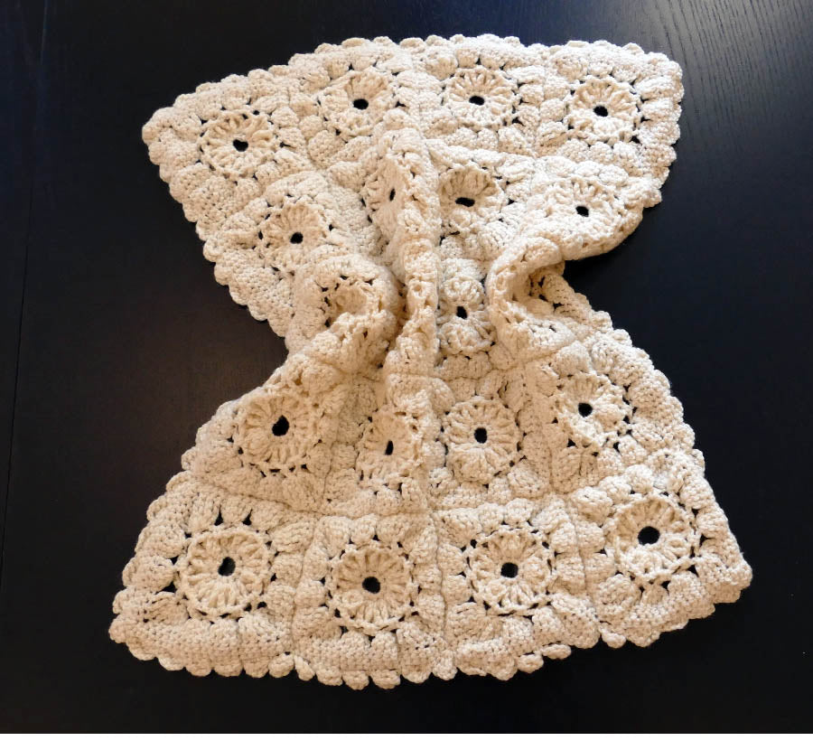 Teviotdale Arans - Baby blanket crocheted pure wool cream