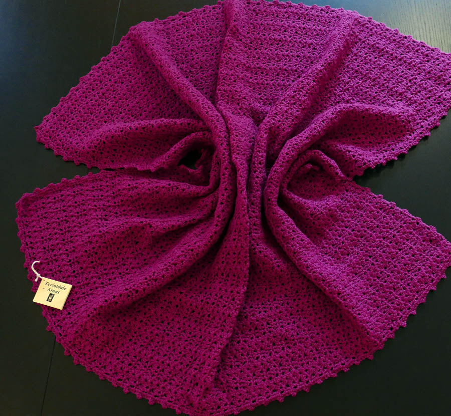 Teviotdale Arans - Baby blanket crocheted maroon