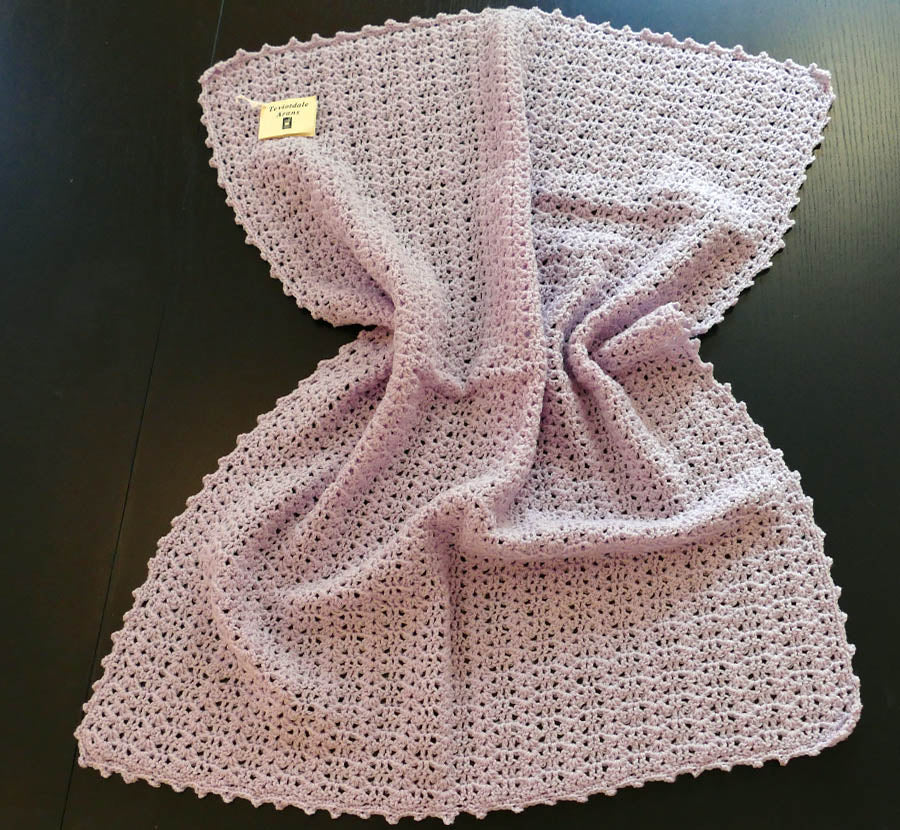 Teviotdale Arans - Baby blanket crocheted pure wool lavender