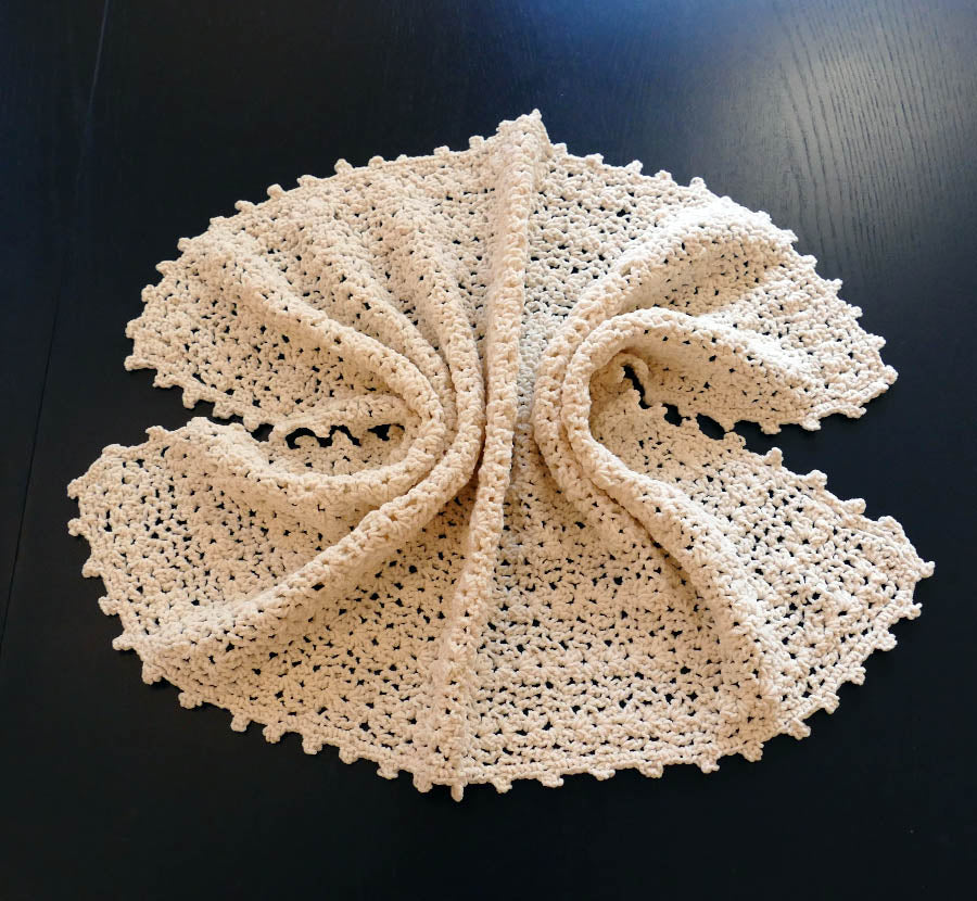 Teviotdale Arans - Baby blanket crocheted pure wool cream