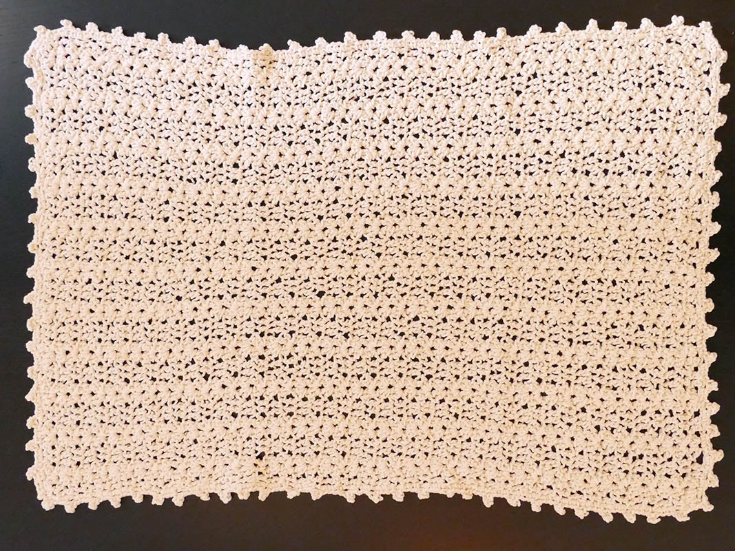 Teviotdale Arans - Baby blanket crocheted chenille cream
